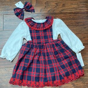 Janie & Jack Plaid Dress/ Onesie/ Bow set
